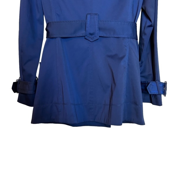Willi Smith Navy Blue Double Breasted Belted Short Trench Jacket Coat Sz. M - Picture 8 of 16